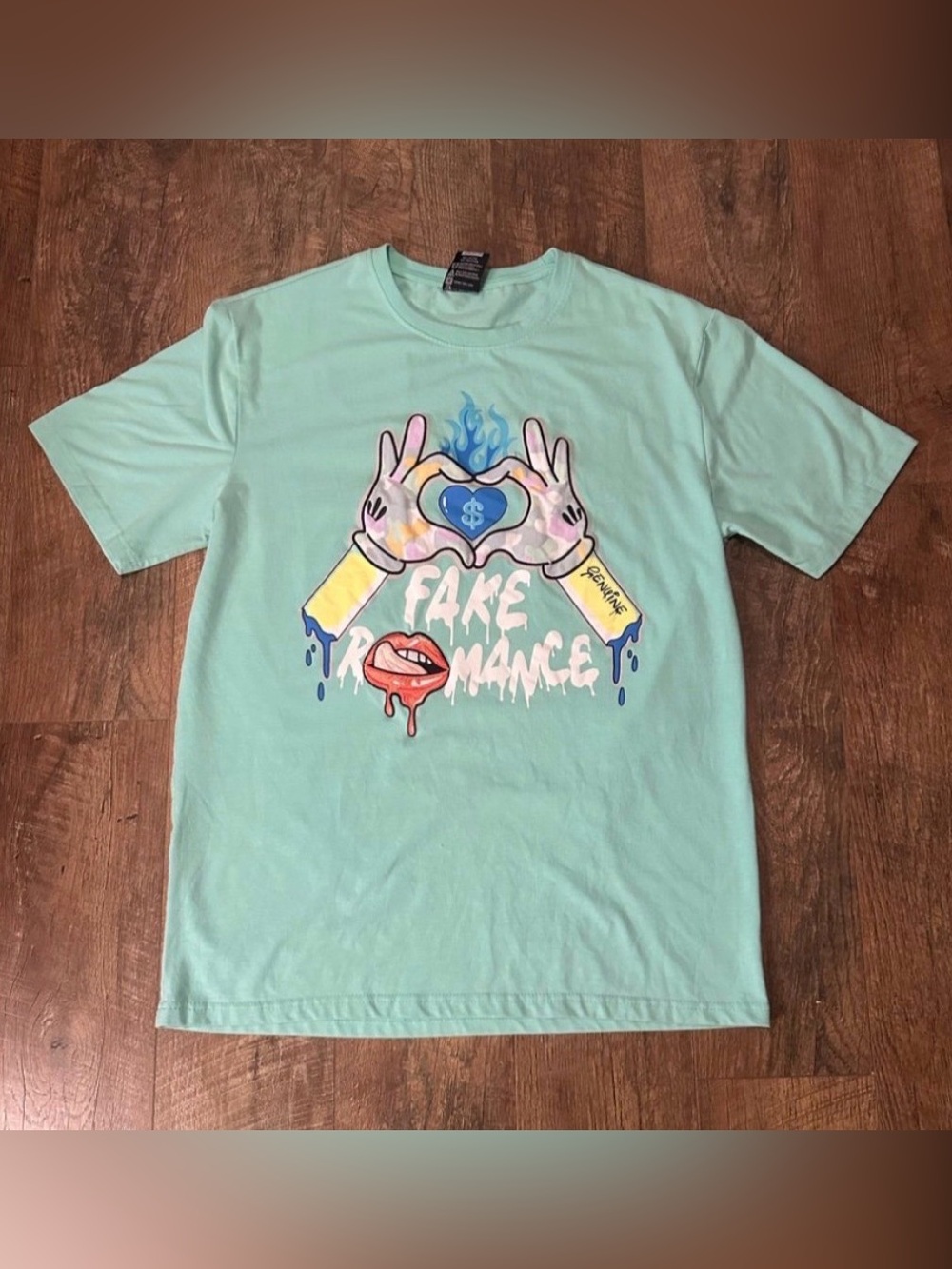 Fake Romance Graphic Streetwear T Shirt - Mint